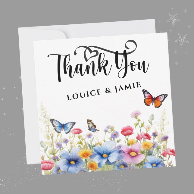 Wildflowers Elegant Simple Flat Thank You Card (Wildflowers Elegant Simple Flat Thank You Card)