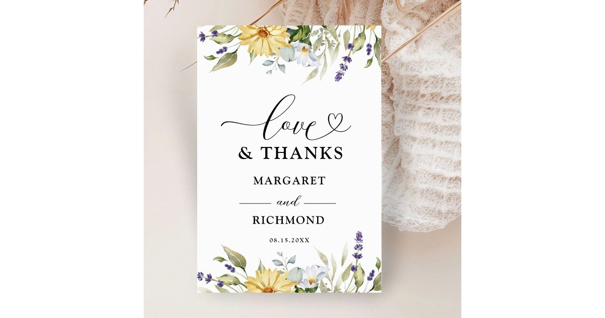 Wildflowers Elegant Vintage Wedding Thank You Card | Zazzle