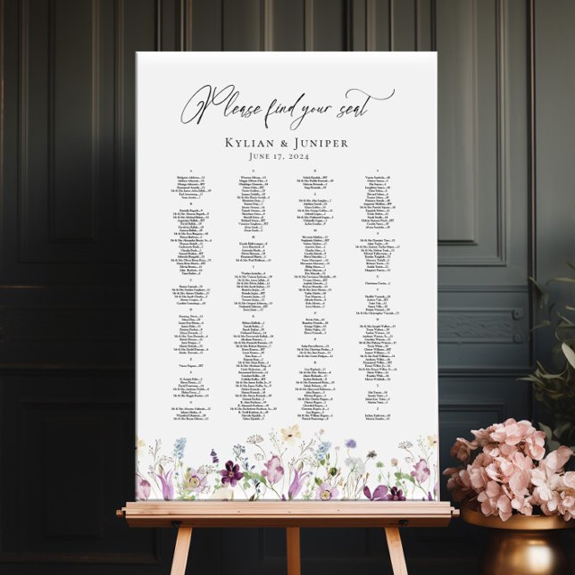 Wildflowers elegant wedding seating chart foam board (Creator Uploaded)