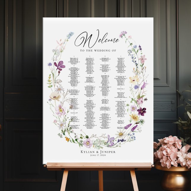 Wildflowers elegant wedding seating chart foam board (Creator Uploaded)