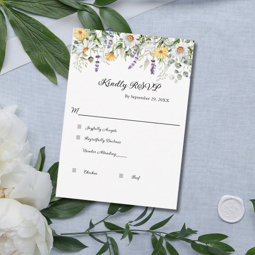 Wildflowers Eucalyptus Greenery Elegant Wedding  RSVP Card