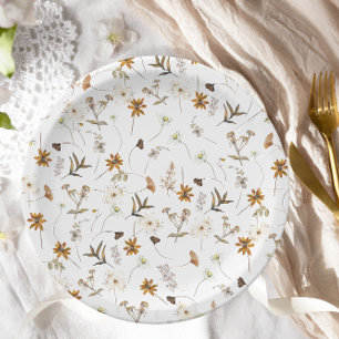 Wildflowers fall Floral Bridal Shower Paper Plates