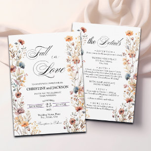 Wildflowers Fall in Love Details on Back Wedding Invitation
