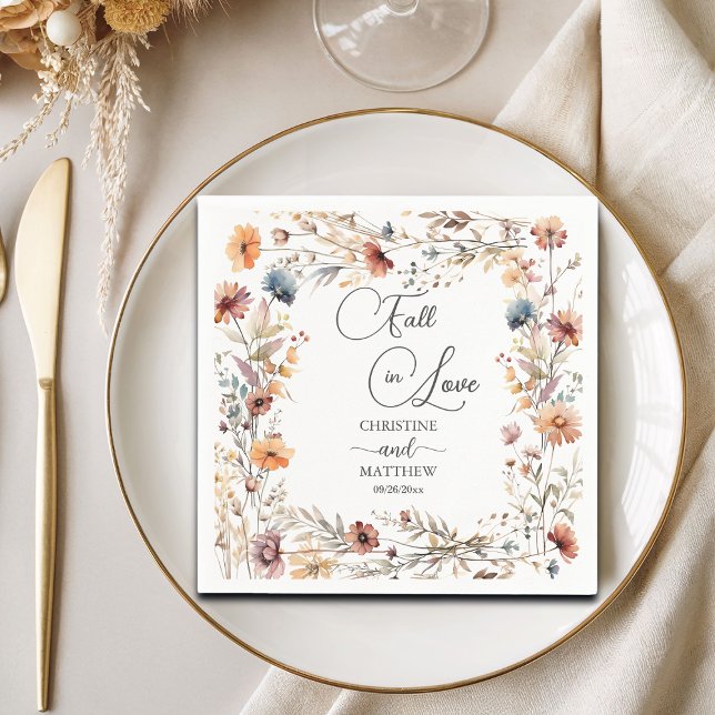 Wildflowers Fall in Love Elegant Wedding Napkins (Creator Uploaded)