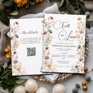 Wildflowers Fall in Love QR Code Wedding Invitation
