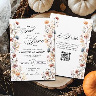 Wildflowers Fall in Love QR Code Wedding Invitation