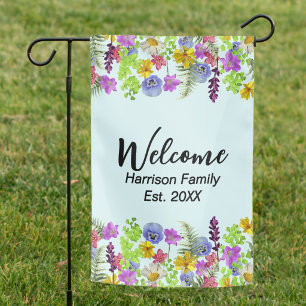 Wildflowers Family Name Established Welcome Garden Flag