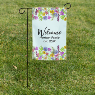 Wildflowers Family Name Established Welcome Garden Flag