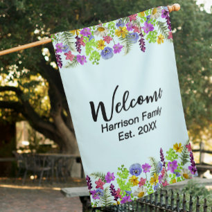 Wildflowers Family Name Established Welcome House Flag