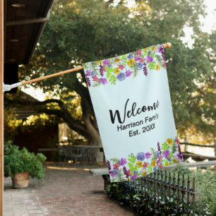 Wildflowers Family Name Established Welcome House Flag