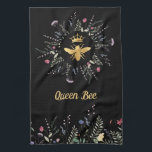 wildflowers faux foil queen bee kitchen towel<br><div class="desc">please note this is a printed product with no real foil</div>