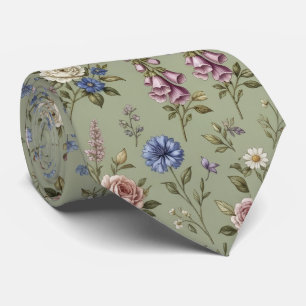 Wildflowers Faux Silk English Garden Gentleman's Neck Tie