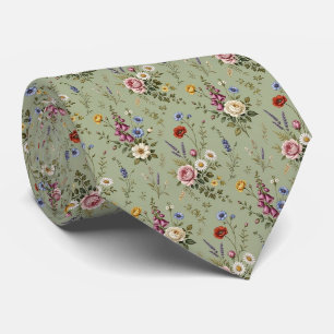 Wildflowers Faux Silk English Garden Gentleman's Neck Tie