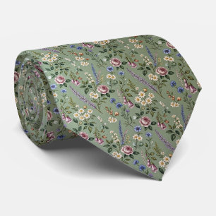 Wildflowers Faux Silk English Garden Gentleman's Neck Tie