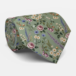 Wildflowers Faux Silk English Garden Gentleman's Neck Tie