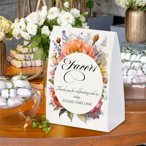 Wildflowers Favors - Cream Paper Table Tent