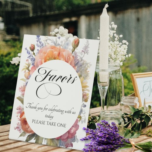 Wildflowers Favors - Cream Pedestal Sign