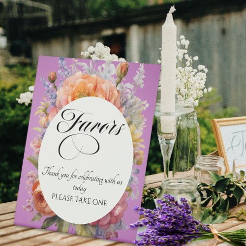 Wildflowers Favors - Lavender Pedestal Sign