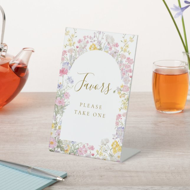 wildflowers favors pedestal sign (In SItu)