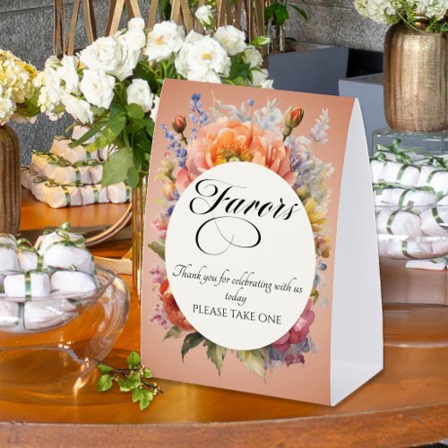 Wildflowers Favors - Rose Gold Paper Table Tent