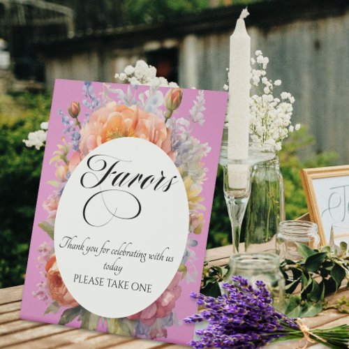 Wildflowers Favors - Rose Pink Pedestal Sign