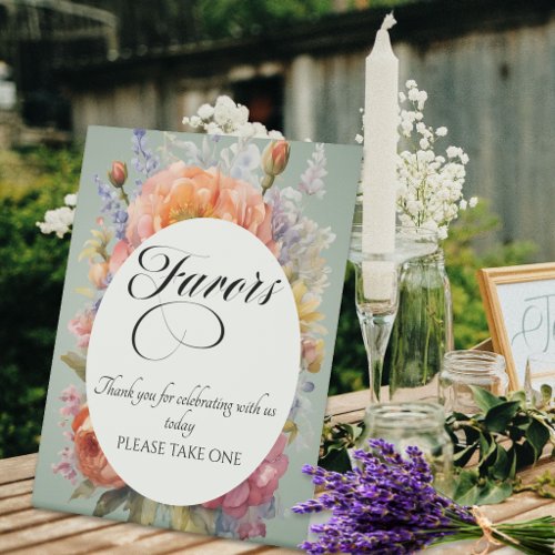 Wildflowers Favors - Sage Pedestal Sign
