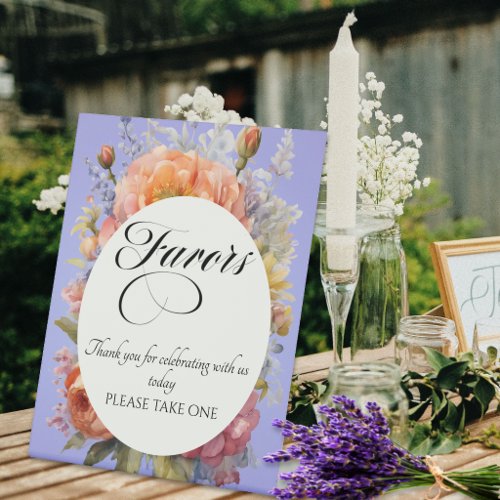 Wildflowers Favors - Sky Blue Pedestal Sign