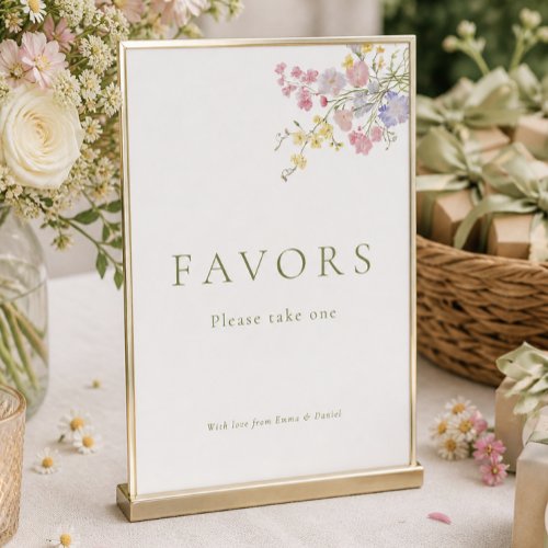 Wildflowers Favors Wedding Tabletop Sign