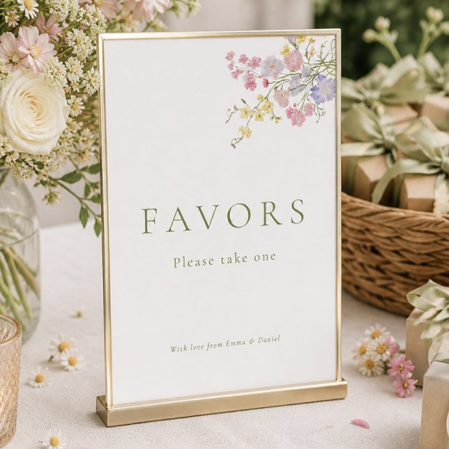 Wildflowers Favors Wedding Tabletop Sign  (Wildflowers Favors Wedding Tabletop Sign)