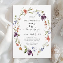 Wildflowers Feminine Floral 70th Birthday Party
