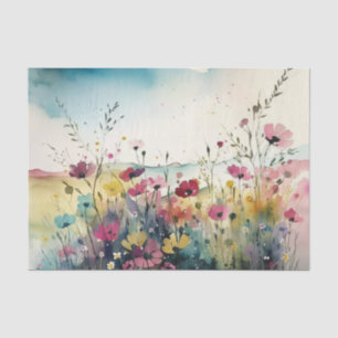 Wildflowers Field Watercolor Decoupage Tissue Paper