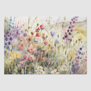Wildflowers Field Watercolor Decoupage Tissue Paper