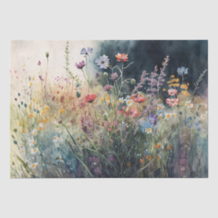 Wildflowers Field Watercolor Decoupage Tissue Paper