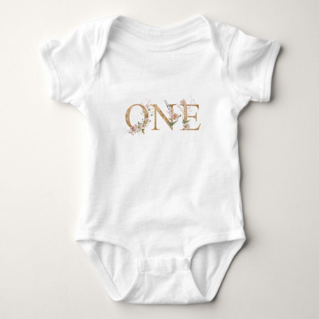 Wildflowers first birthday girl wild ONE Baby Bodysuit (Front)