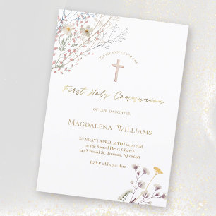 wildflowers   First Communion Invitation