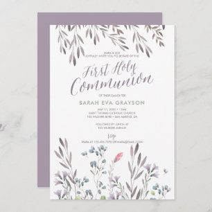 Wildflowers First Holy Communion Invitation