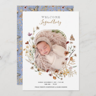 Wildflowers Floral Add Photo New Baby Birth Annou Announcement
