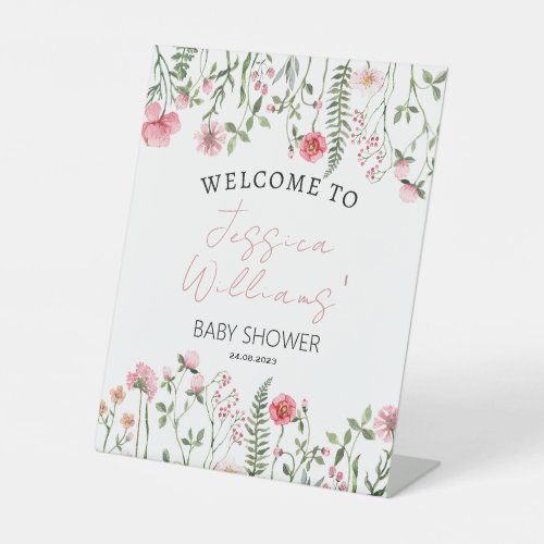 Wildflowers floral baby girl shower welcome sign