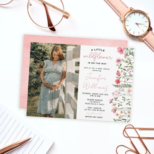 Wildflowers Floral baby shower photo invitation