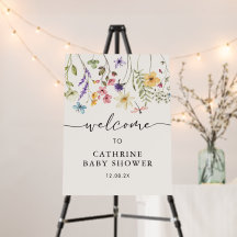 Wildflowers Floral Baby Shower Welcome Sign