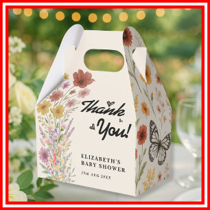 Wildflowers Floral   Boho Butterfly Thank You Favor Boxes