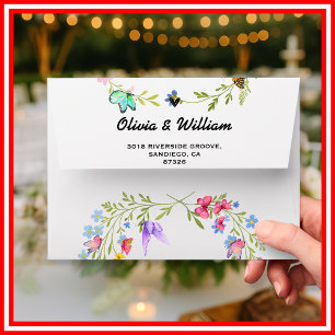 Wildflowers Floral Boho Wedding Address Envelope