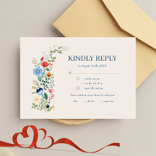 Wildflowers Floral Boho Wedding RSVP Card