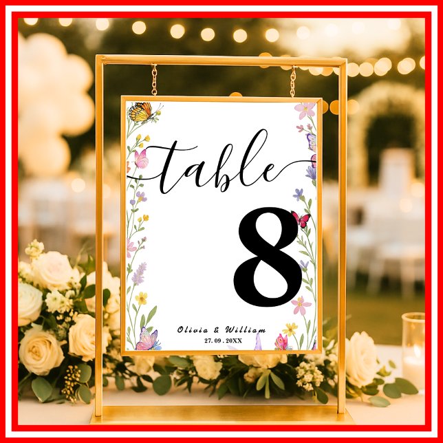 Wildflowers Floral | Boho Wedding Table Number Poster (Creator Uploaded)