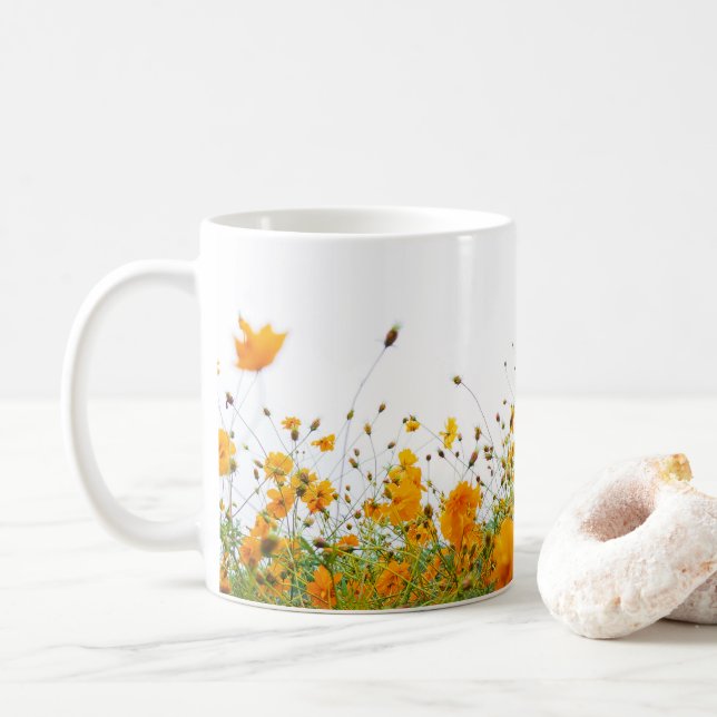 Wildflowers Floral, Botanical Garden, Colorful gif Coffee Mug (With Donut)