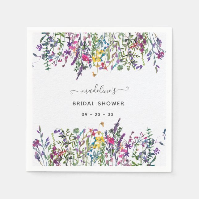 Wildflowers Floral Bridal Shower Napkins (Front)