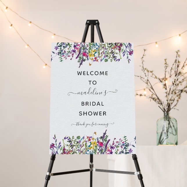 Wildflowers Floral Bridal Shower Welcome Foam Board (In Situ (Stand))