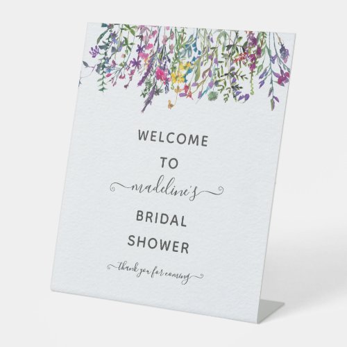 Wildflowers Floral Bridal Shower Welcome Pedestal Sign