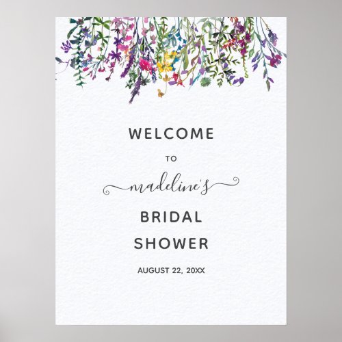 Wildflowers Floral Bridal Shower Welcome Poster