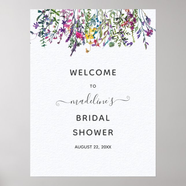 Wildflowers Floral Bridal Shower Welcome Poster (Front)
